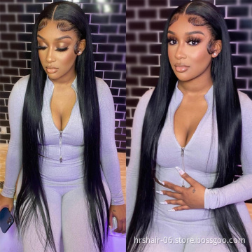 Natural Color Straight 13x4 Lace Frontal Human Hair Wig 150% Density Pre-Plucked Brazilian Virgin Hair Lace Front Wigs Vendor